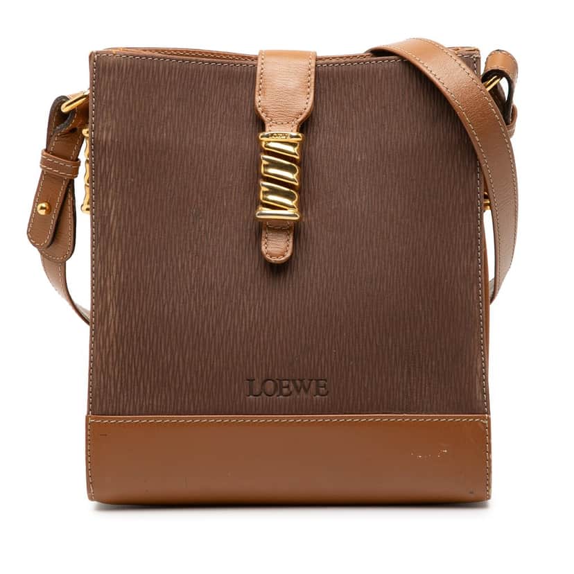 LOEWE Leather Velasquez Twist Shoulder Bag Brown Leather Good condition - Front View