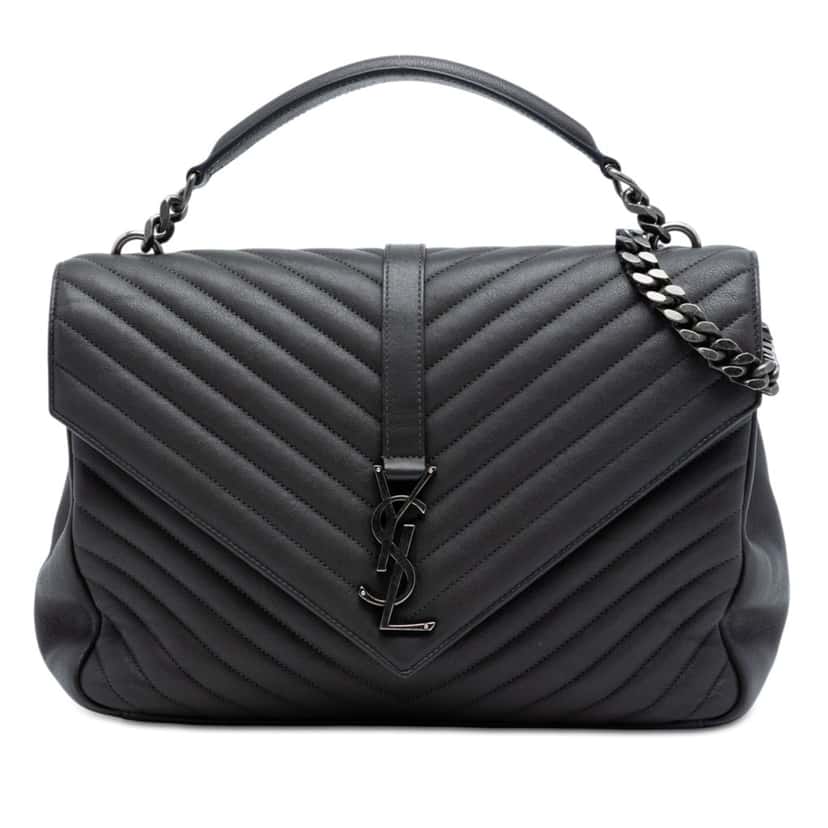 Saint Laurent Large Chevron Sheepskin Monogram College Satchel