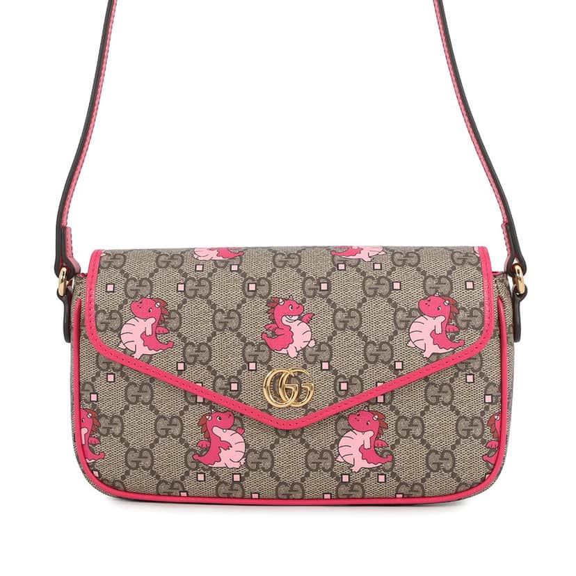 Gucci GG Supreme Ophidia Dragon Pochette Crossbody Beige Very good condition - Front View