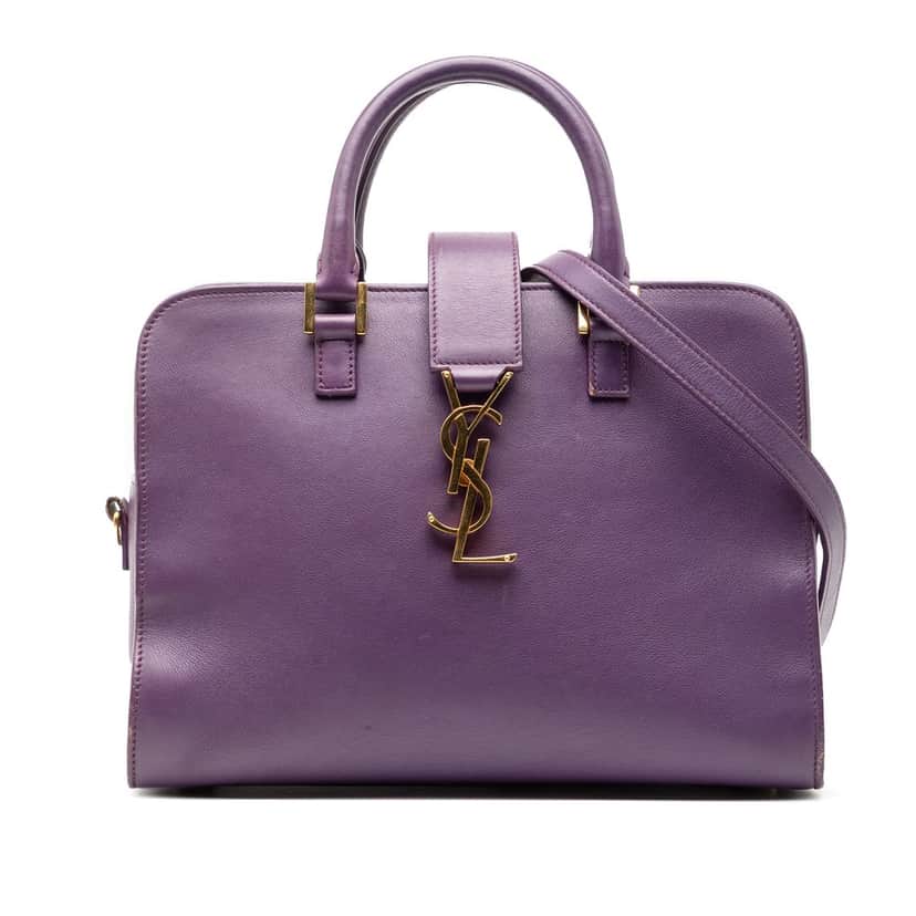 Saint Laurent Baby Leather Monogram Cabas Satchel Purple Leather Good condition - Front View