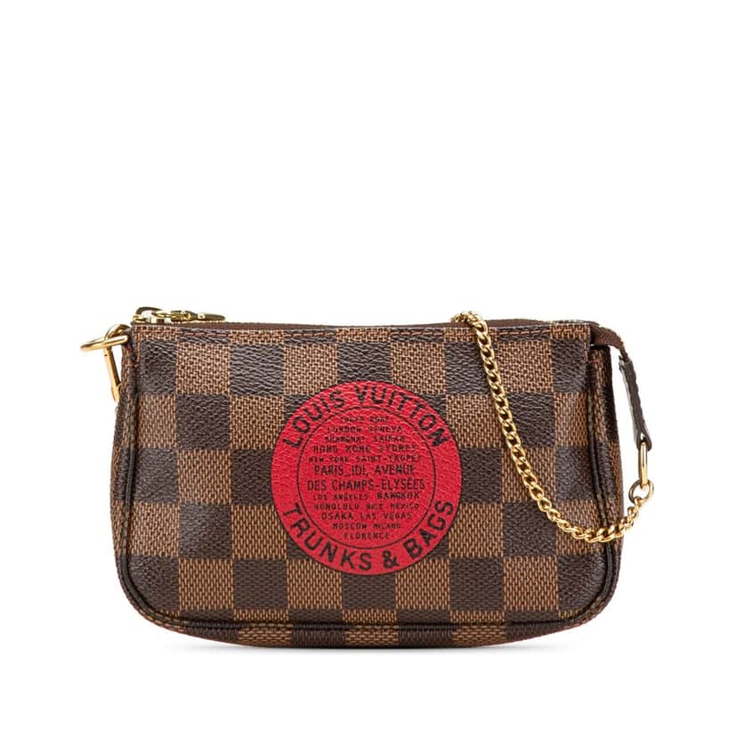Louis Vuitton Damier Ebene Trunks and Bags Mini Pochette Accessoires Brown Canvas Very good condition - Front View