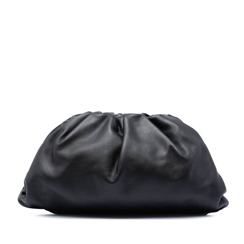 Bottega Veneta Lambskin The Pouch Black Leather Very good condition - Front View