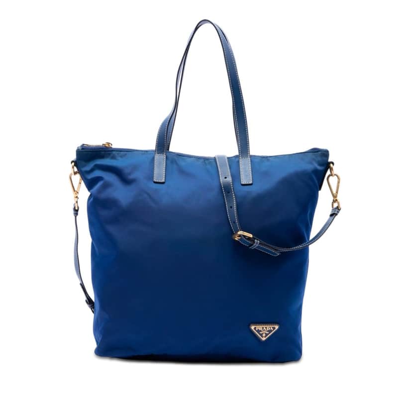 Prada Tessuto Zip Top Convertible Tote Blue Very good condition - Front View