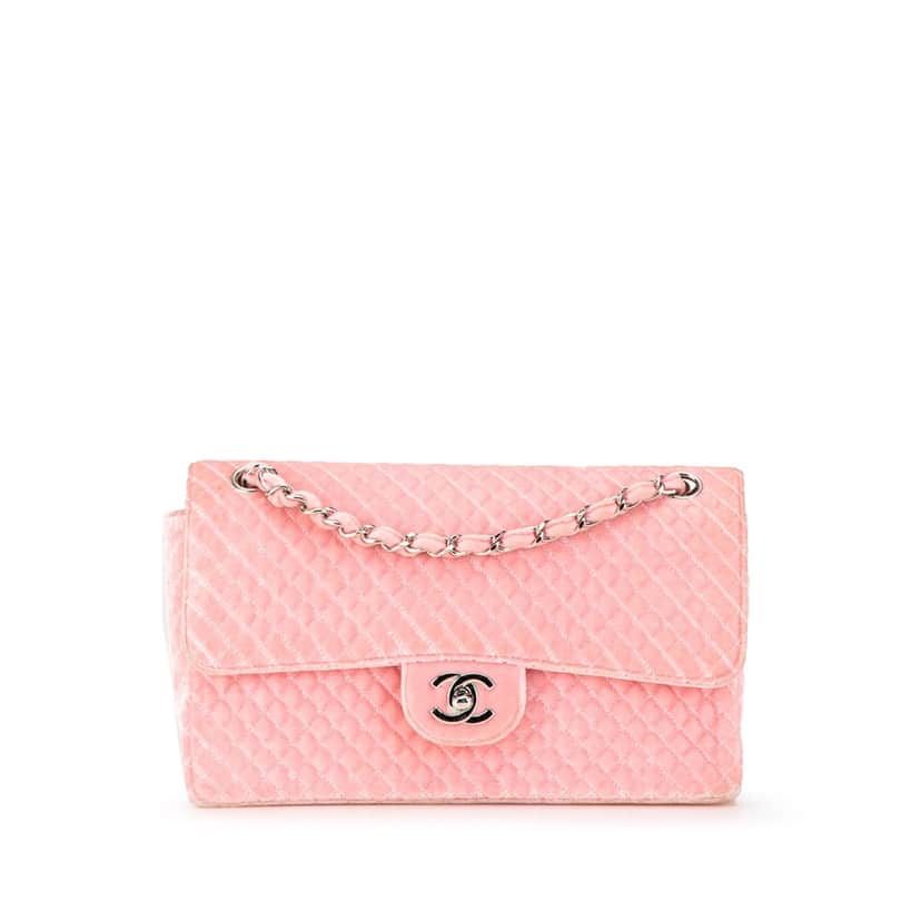 Chanel Medium Micro Quilted Velvet CC Flap Pink Good condition - Front View
