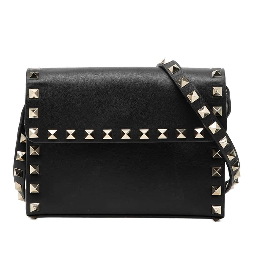 Valentino Mini Leather Rockstud Crossbody Black Leather Very good condition - Front View