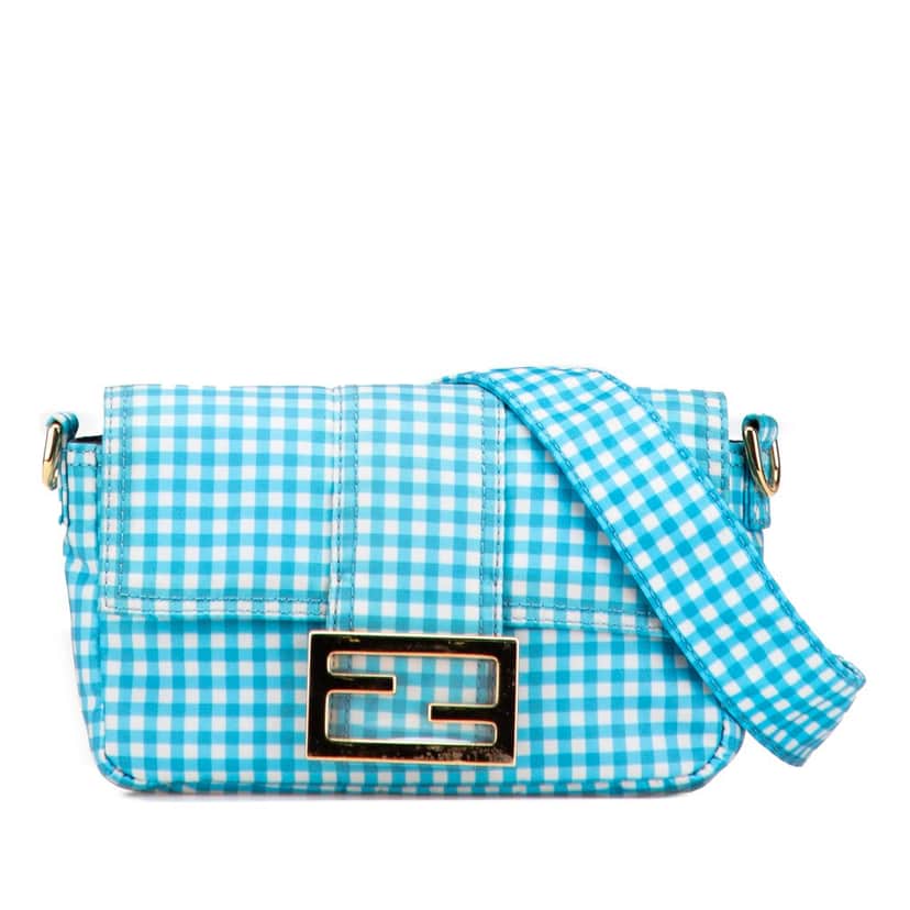 Fendi Joshua Vides Mini Nylon Convertible Baguette Satchel Blue Very good condition - Front View