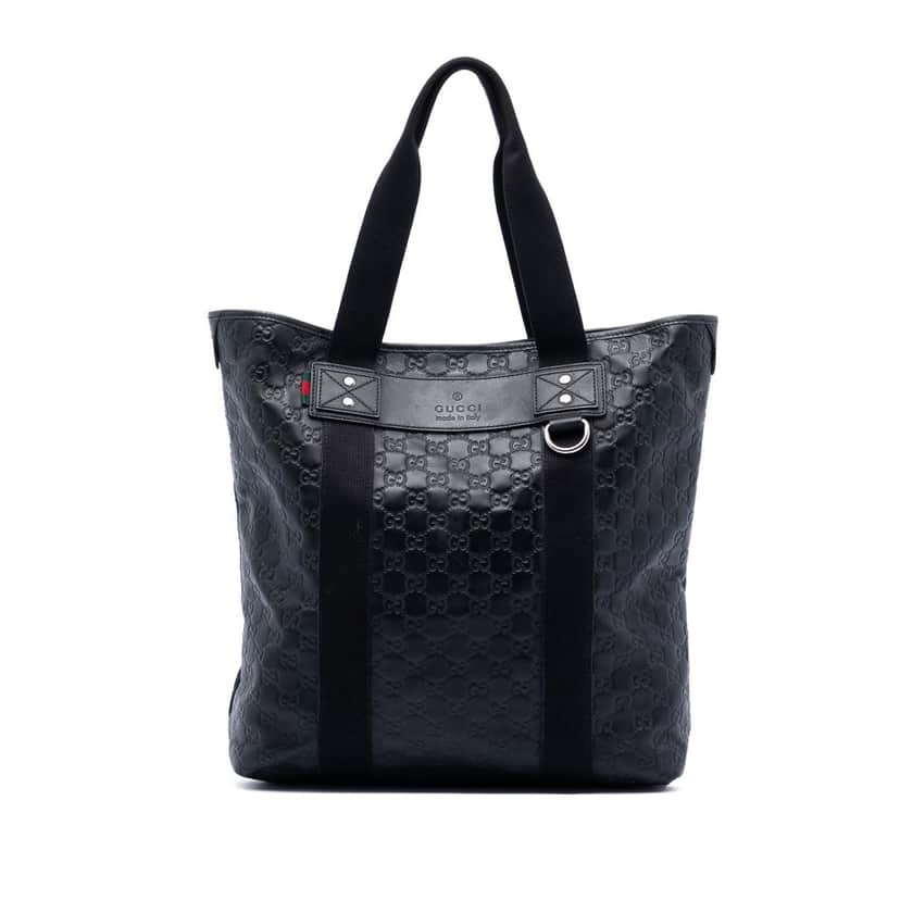 Gucci Guccissima Web Tote Black Leather Very good condition - Front View