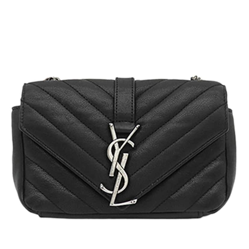 Saint Laurent Baby Sheepskin Chevron Classic Monogram Chain Bag Black Leather Very good condition - Front View
