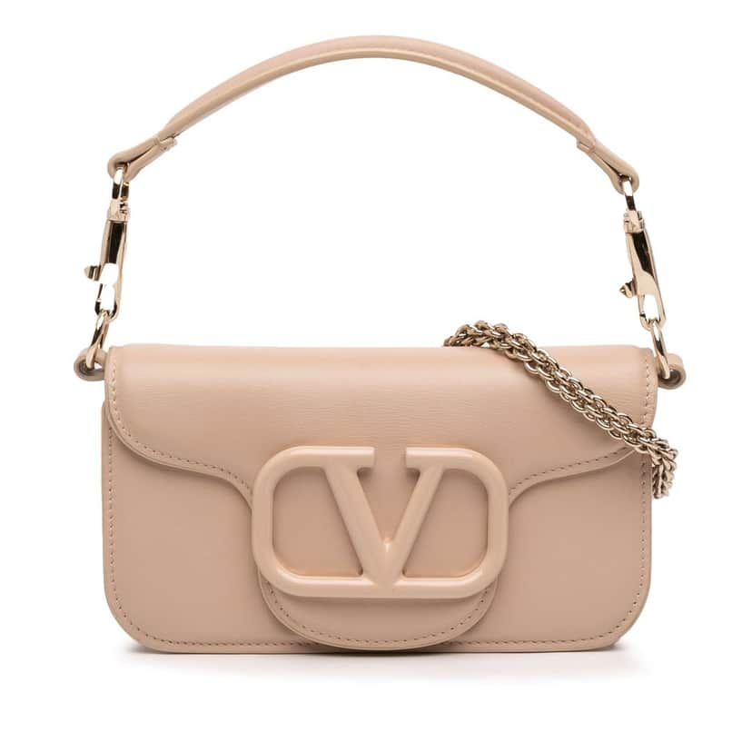 Valentino Small Calfskin VLogo Loco Satchel Brown Leather Very good condition - Front View