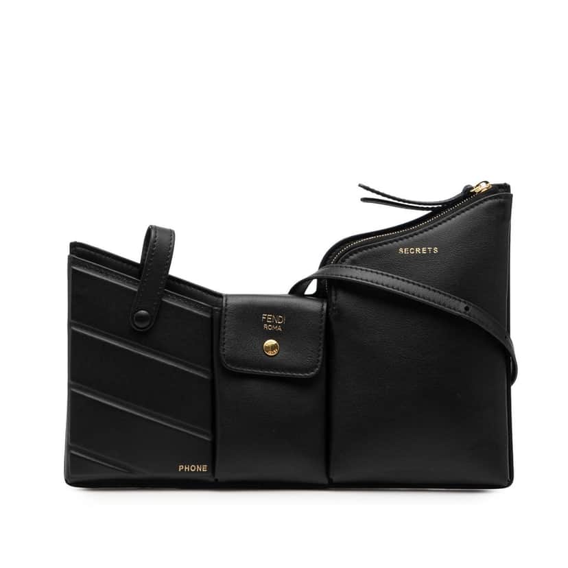 Fendi Mini Leather 3 Pocket Crossbody Black Leather Very good condition - Front View
