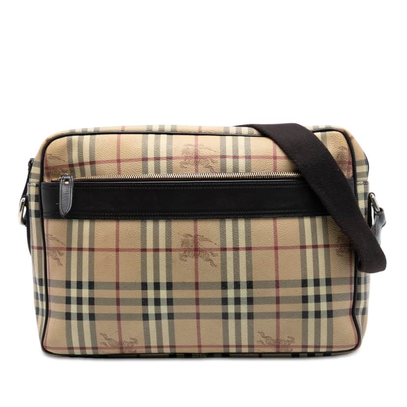 Burberry Haymarket Check Coated Canvas Messenger Bag Beige Very good condition - Front View