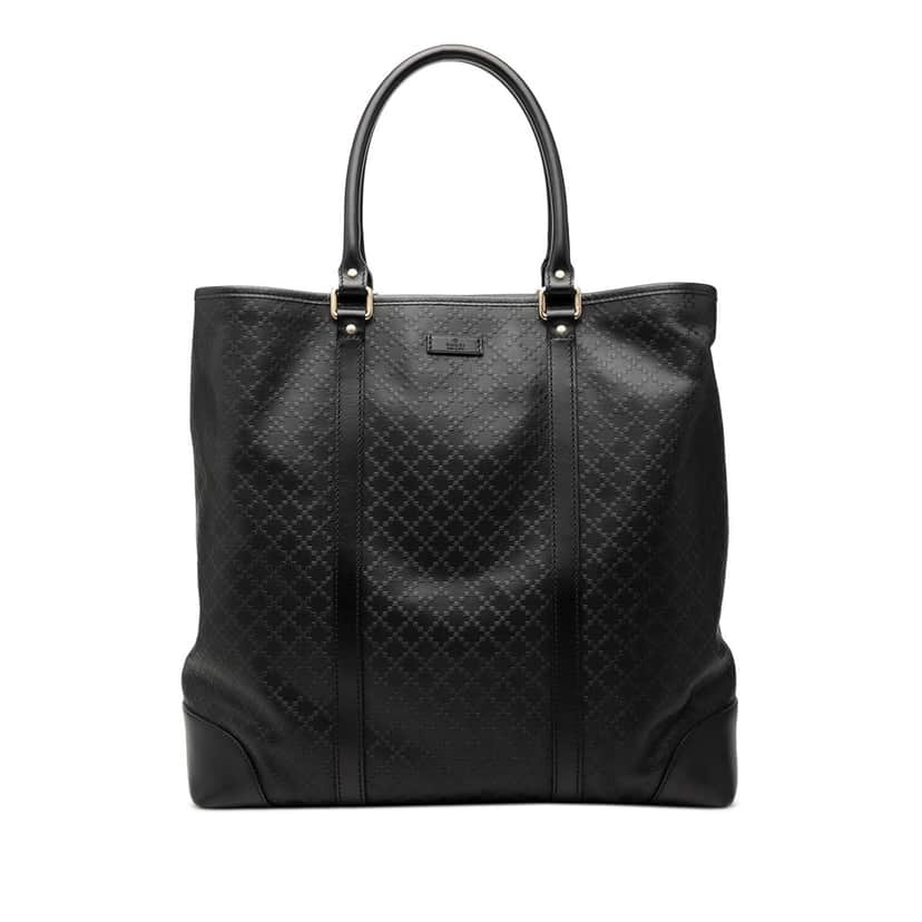 Gucci Diamante Calfskin Hilary Lux Joy Vertical Tote Black Leather Very good condition - Front View