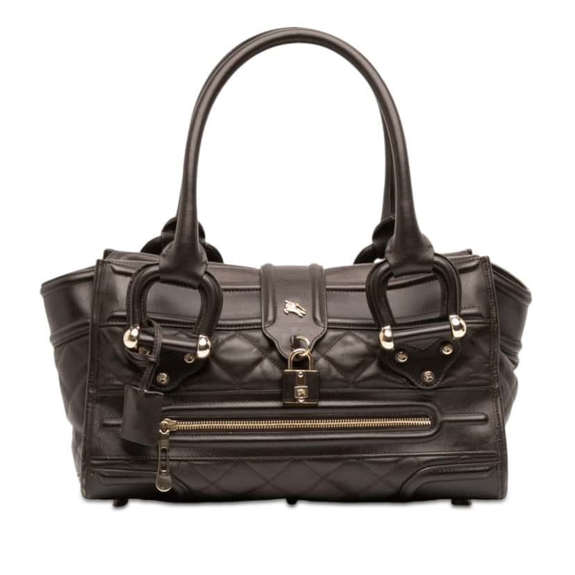 Burberry Large Quilted Leather Manor Handbag