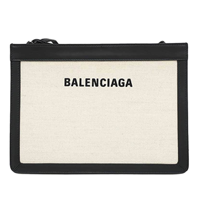 Balenciaga Canvas Navy Pochette Crossbody Brown Very good condition - Front View