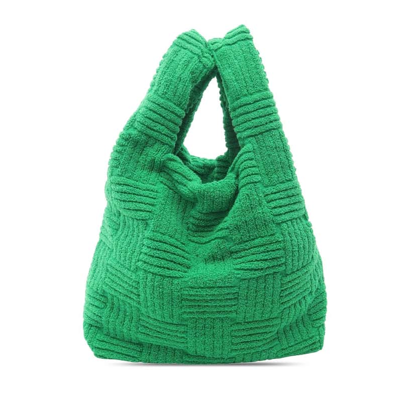 Bottega Veneta Terry Cloth Shopping Tote Green Very good condition - Front View