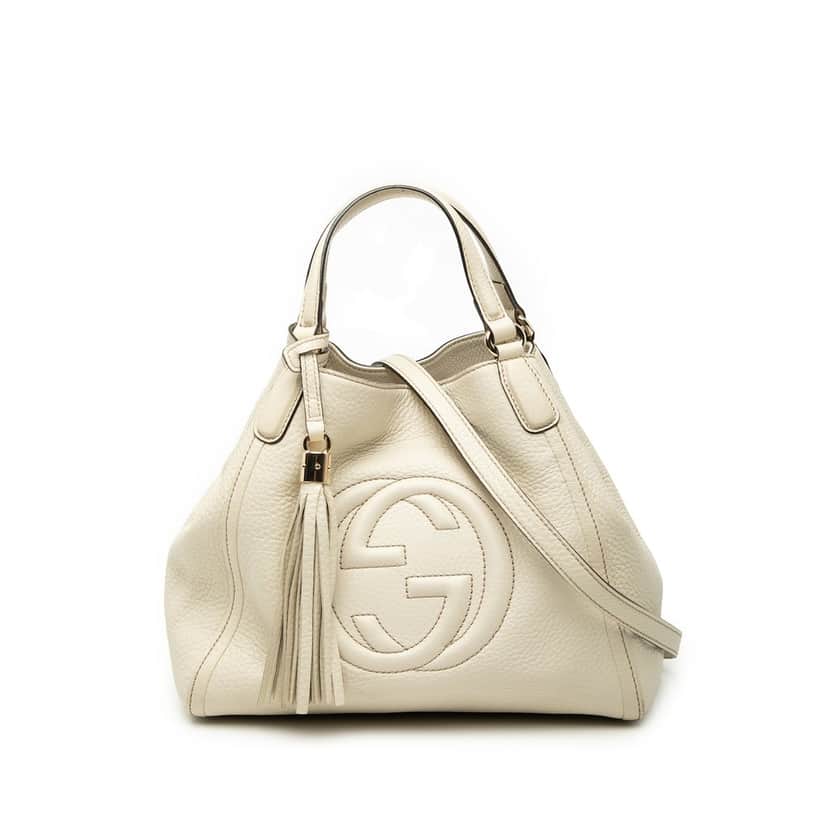 Gucci Small Leather Soho Satchel White Leather Very good condition - Front View