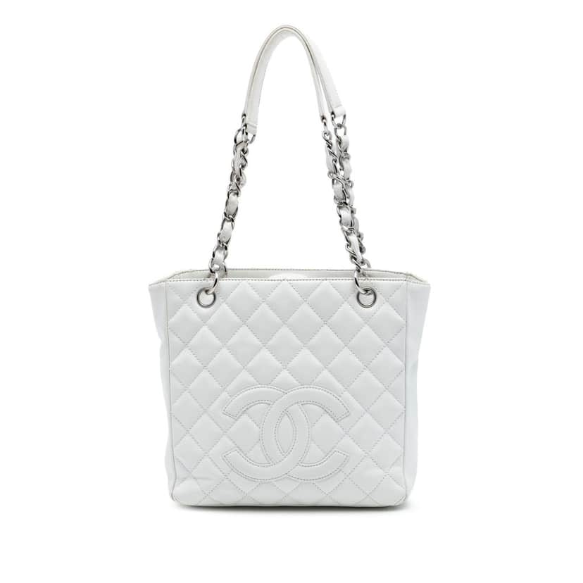 Chanel Caviar Petite Shopping Tote White Leather Very good condition - Front View