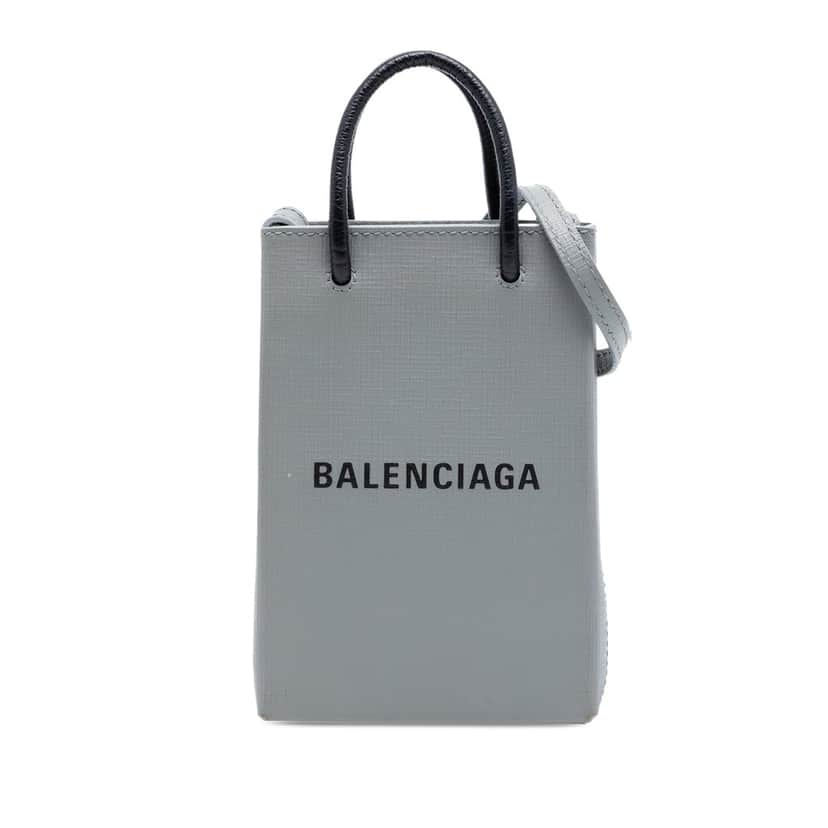 Balenciaga Mini Calfskin Logo Shopping Phone Holder Other Leather Very good condition - Front View