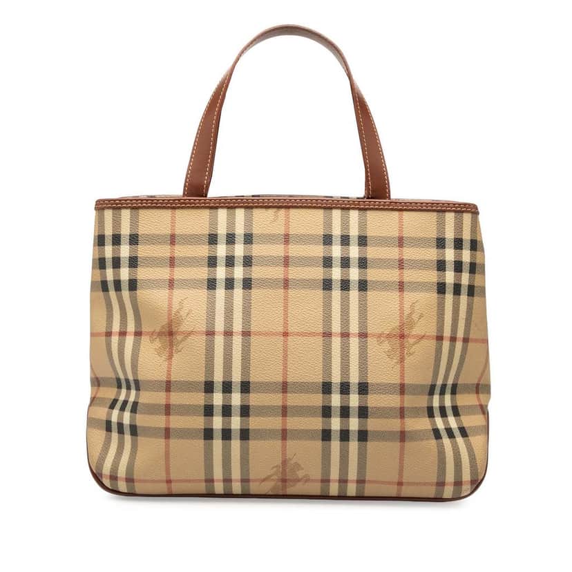 Burberry Haymarket Check Coated Canvas Tote Beige Very good condition - Front View