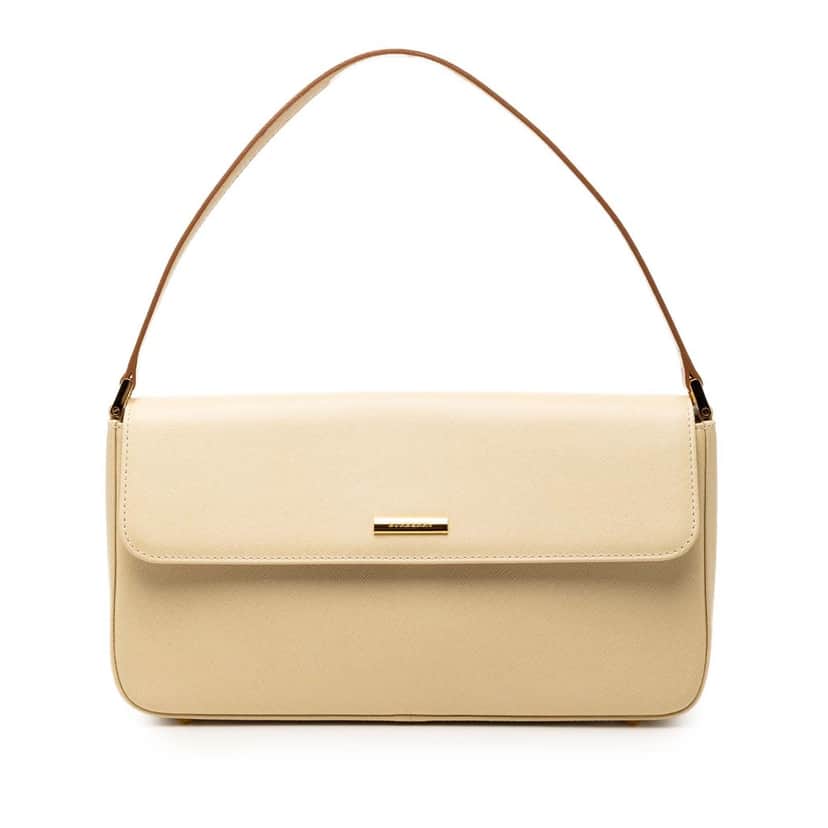 Burberry Leather Flap Shoulder Bag Beige Leather Very good condition - Front View