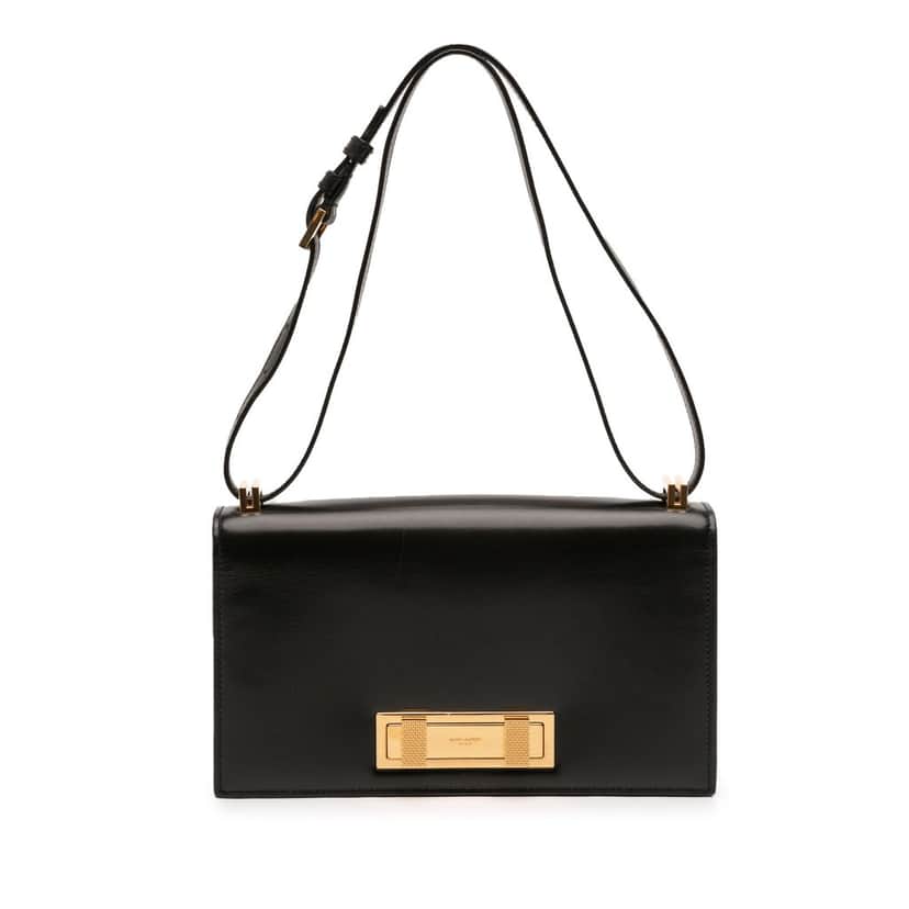 Saint Laurent Medium Smooth Calfskin Domino Shoulder Bag Black Leather Very good condition - Front View