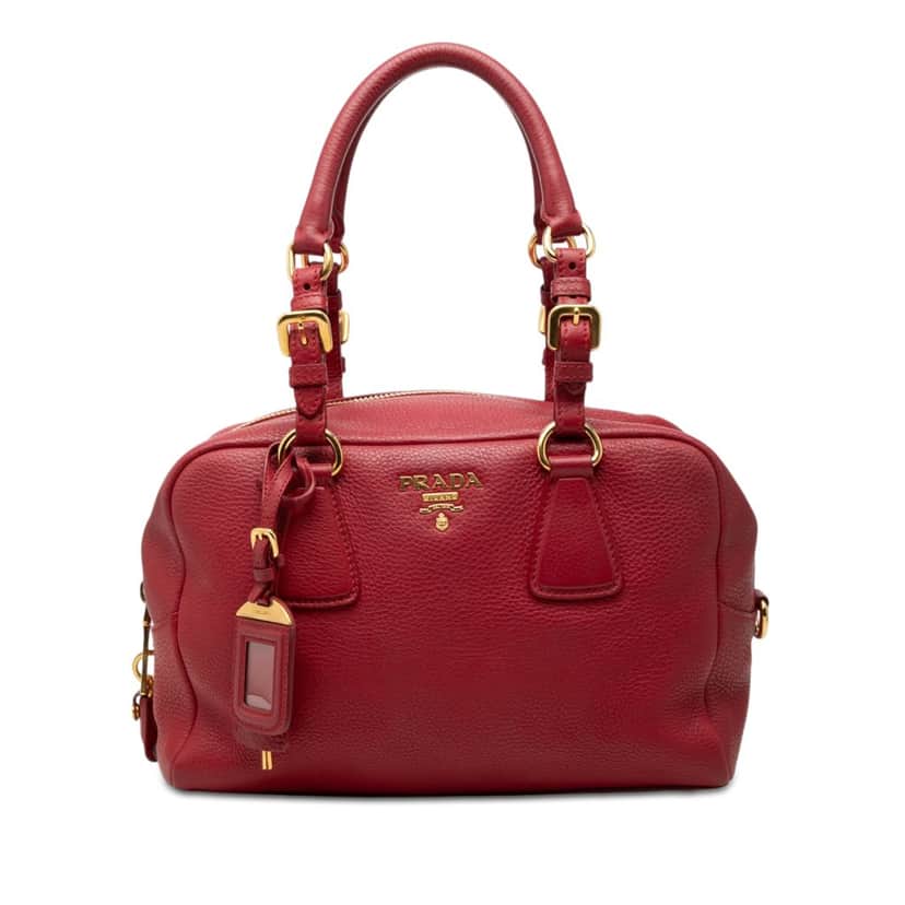 Prada Vitello Daino Shoulder Bag Red Leather Very good condition - Front View