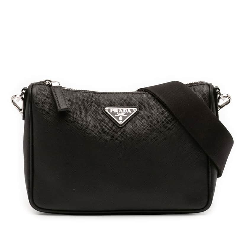 Prada Saffiano Crossbody Black Leather Very good condition - Front View