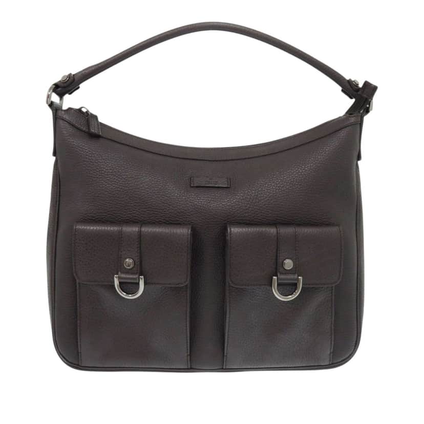 Gucci Calfskin Abbey D Ring Handbag Brown Leather Very good condition - Front View