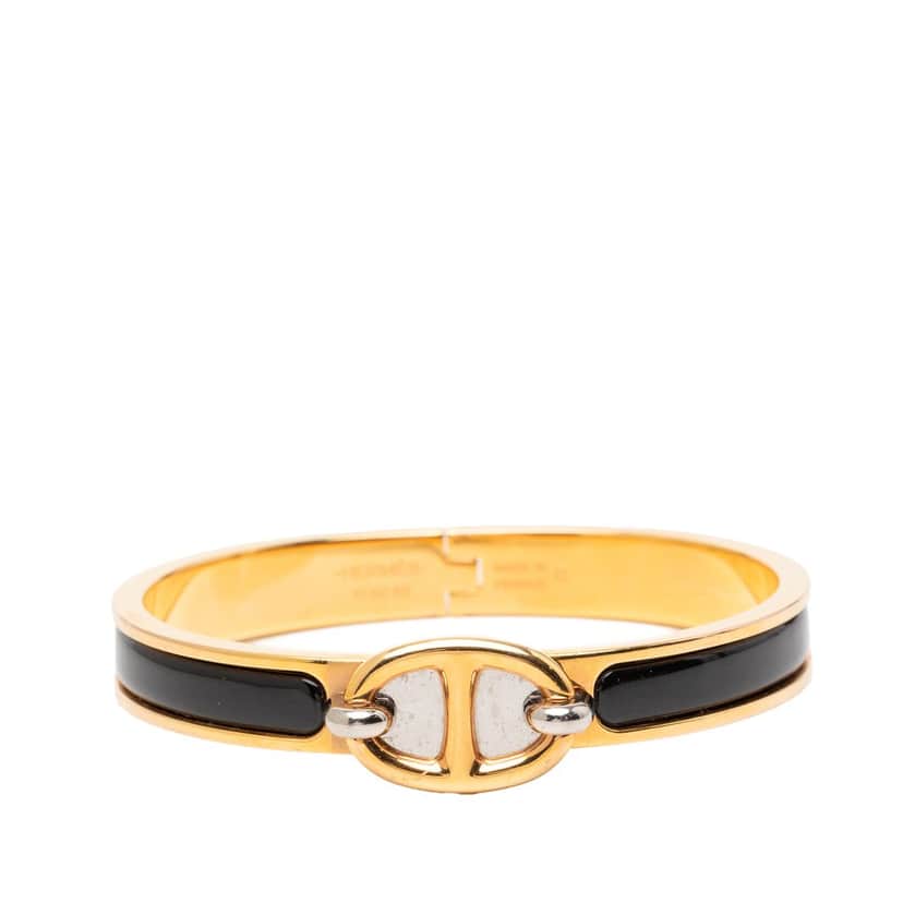 Hermès Mini Enamel Clic Chaine d Ancre Bracelet PM Black Very good condition - Front View