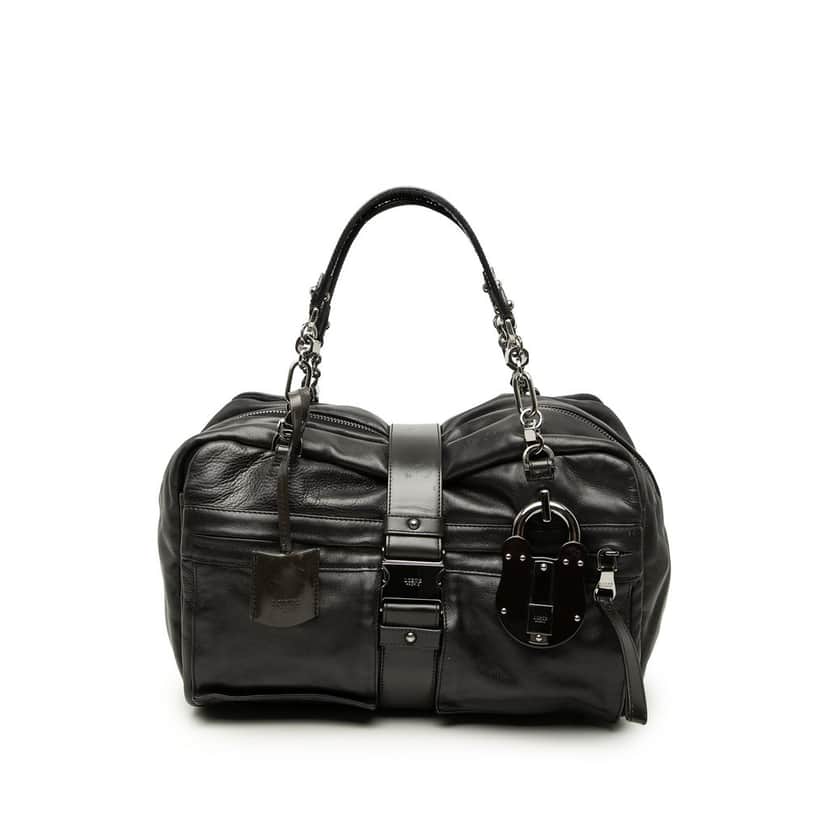 Loewe Leather Laura 33 Handbag Black Leather Very good condition - Front View