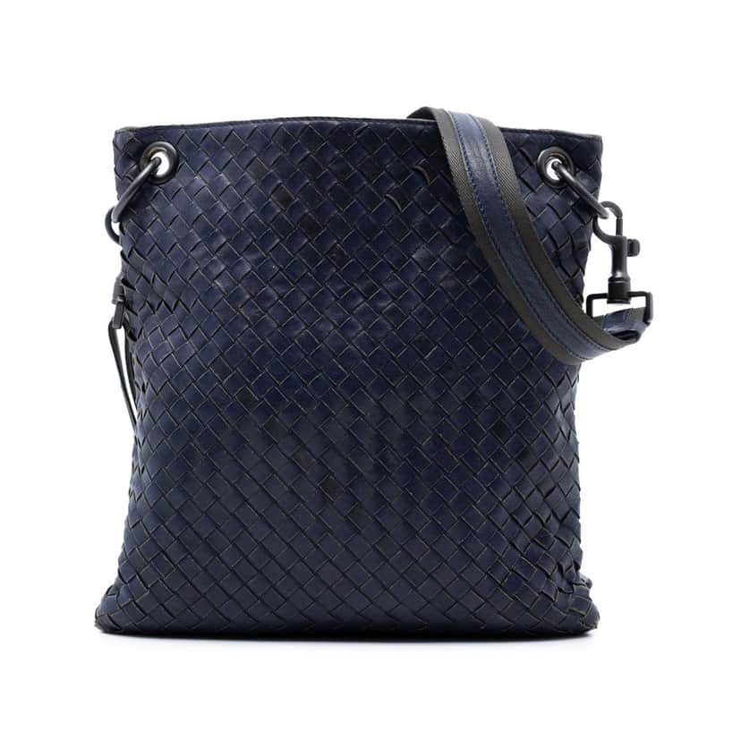 Bottega Veneta Nappa Intrecciato Crossbody Blue Leather Very good condition - Front View
