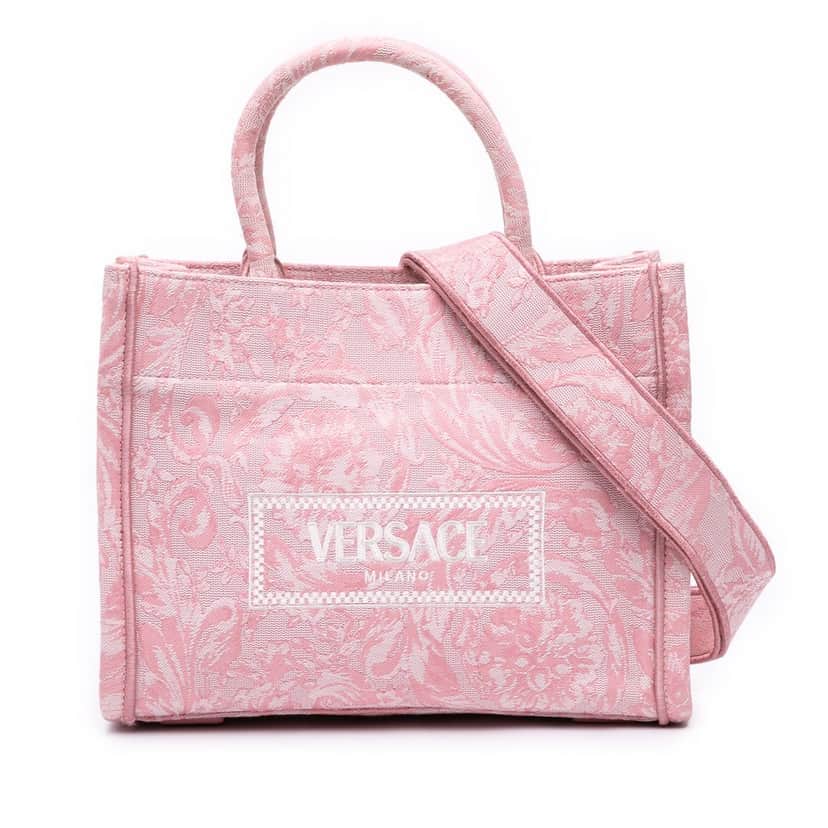 Versace Small Canvas Barocco Athena Tote Pink Very good condition - Front View