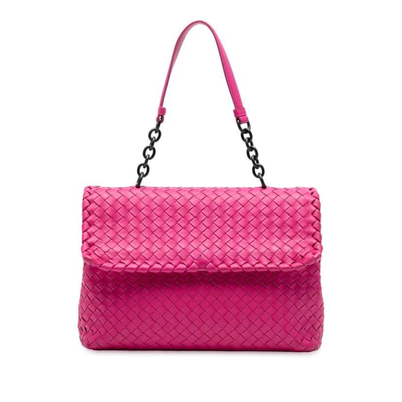 Bottega Veneta Medium Nappa Intrecciato Olimpia Shoulder Bag Pink Leather Very good condition - Front View