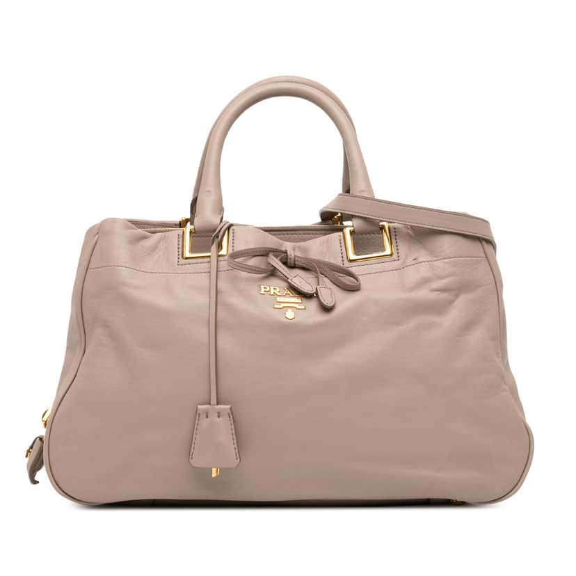 Prada Vitello Bow Satchel Beige Leather Very good condition - Front View