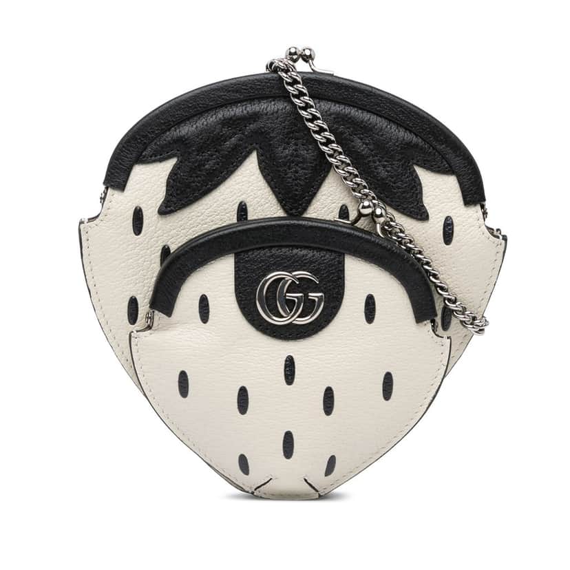 Gucci Leather Fruittini Strawberry Crossbody White Leather Very good condition - Front View