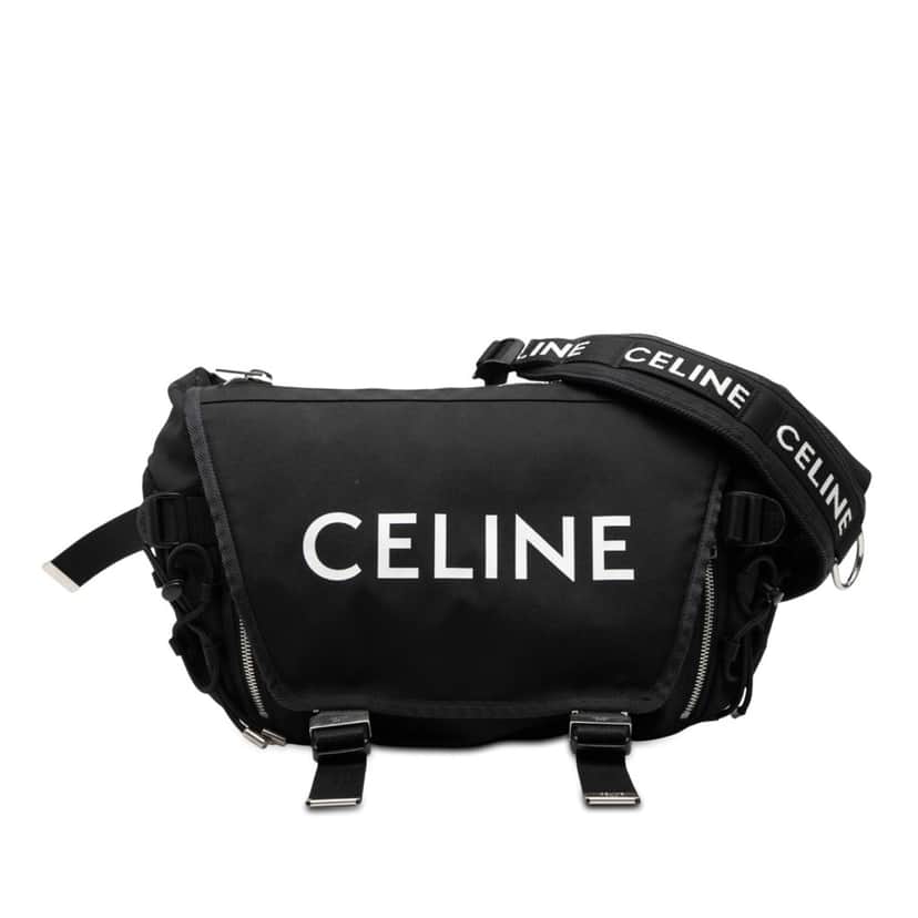 Celine Medium Nylon Logo Trekking Messenger Bag Black Very good condition - Front View
