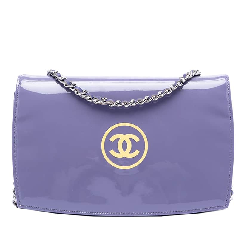 Chanel CC Patent Wallet On Chain Purple Leather Very good condition - Front View