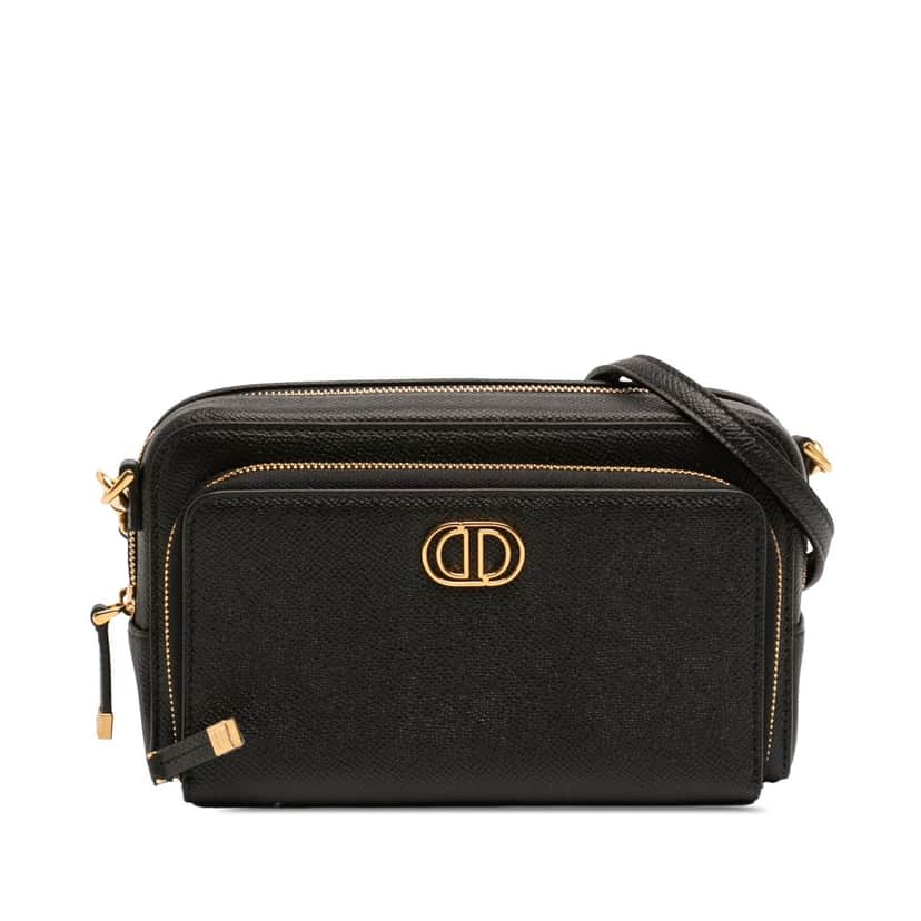 Dior Grained Calfskin Caro Double Pouch Black Leather Very good condition - Front View