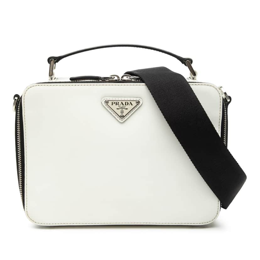 Prada Medium Saffiano Brique Satchel White Leather Very good condition - Front View