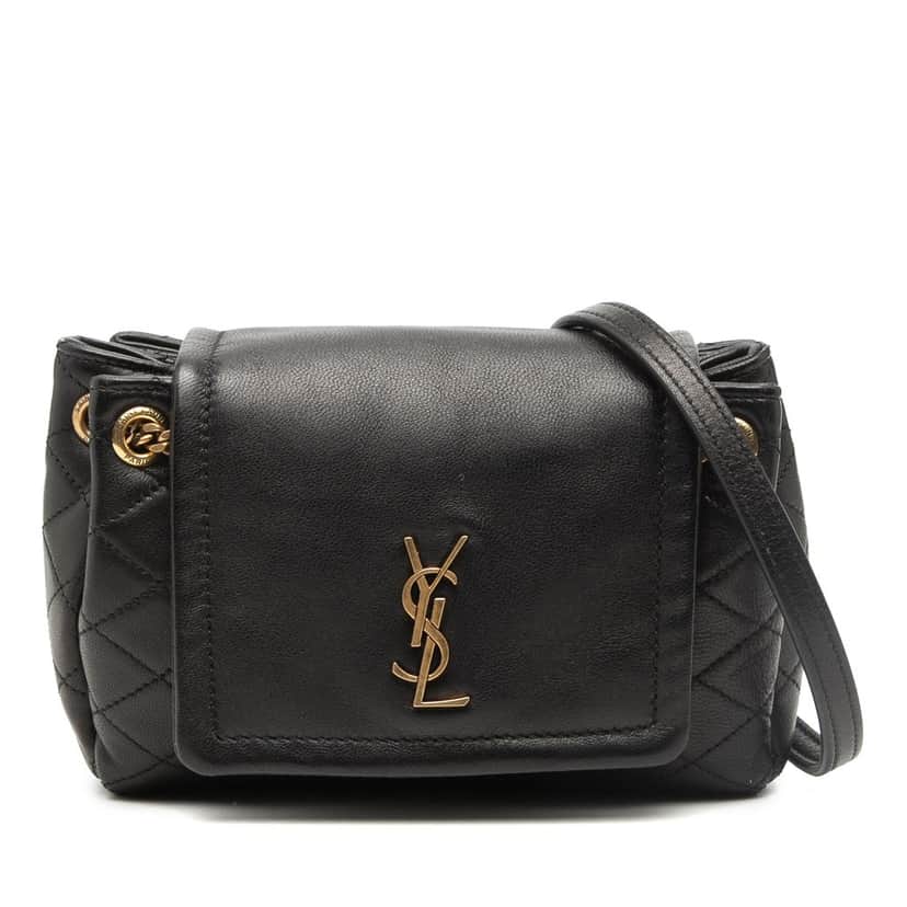 Saint Laurent Mini Quilted Lambskin Monogram Nolita Bag Black Leather Very good condition - Front View
