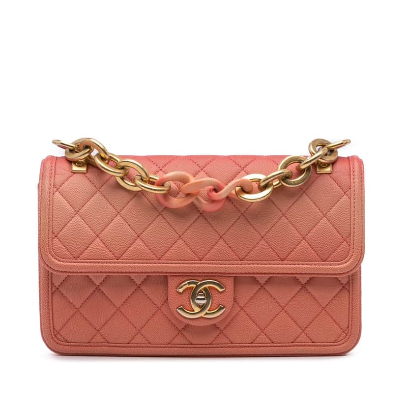 Chanel Medium Quilted Caviar Sunset On The Sea Flap Pink Leather Very good condition - Front View