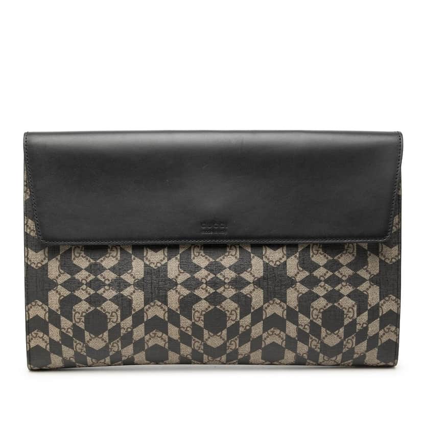 Gucci GG Supreme Caleido Clutch Beige Very good condition - Front View