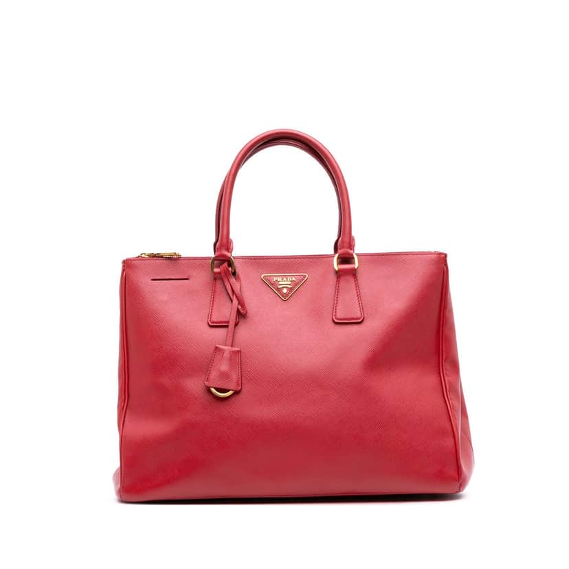 Prada Large Saffiano Lux Galleria Double Zip Satchel Red Leather Very good condition - Front View