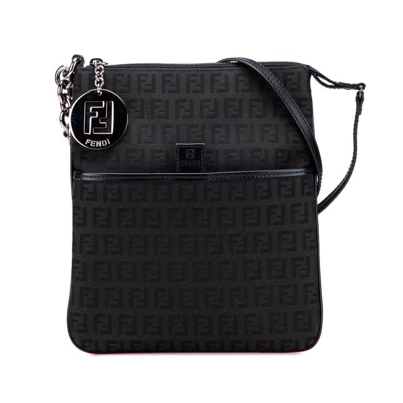 Fendi Zucchino Canvas Crossbody Black Very good condition - Front View