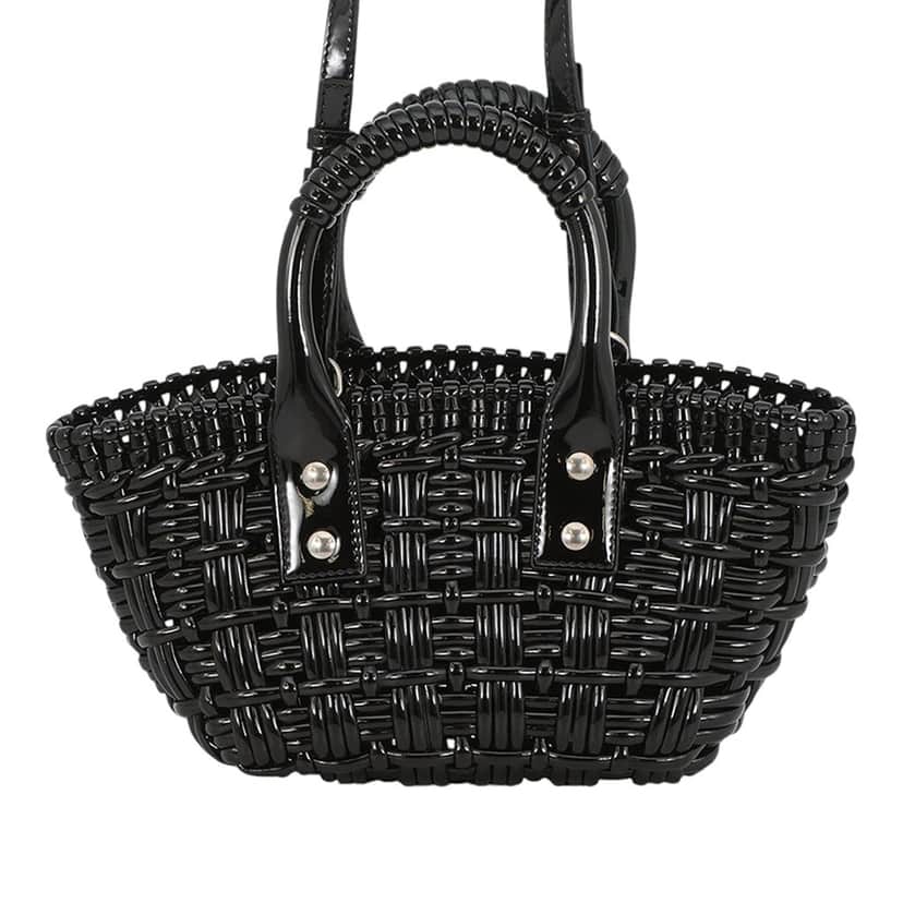 Balenciaga Faux Leather Bistro Basket Bag XXS Black Very good condition - Front View