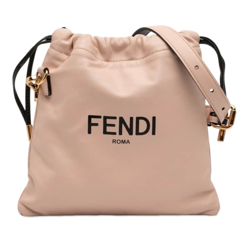 Fendi Small Calfskin Roma Drawstring Crossbody Pink Leather Very good condition - Front View