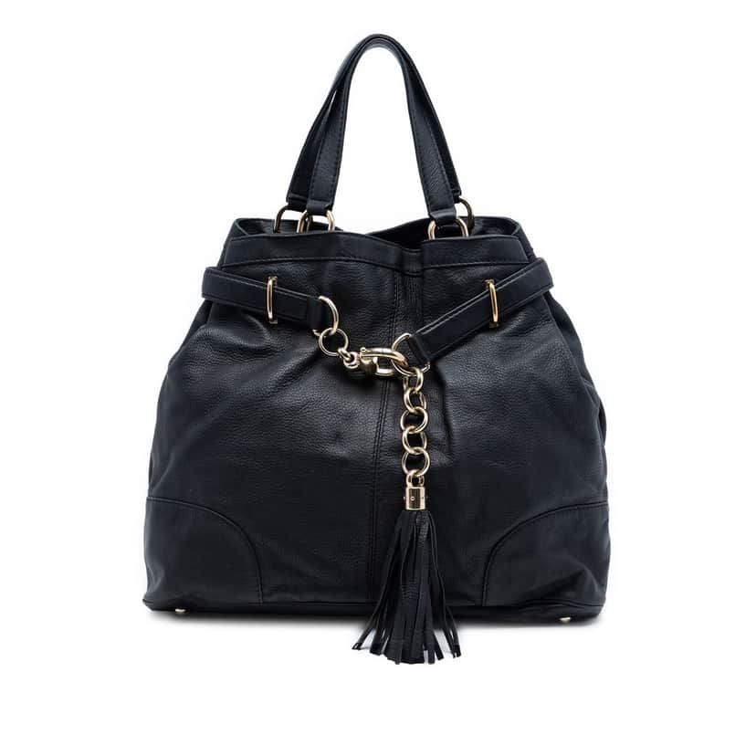 Gucci Large Leather Horsebit Sienna Tote Black Leather Very good condition - Front View