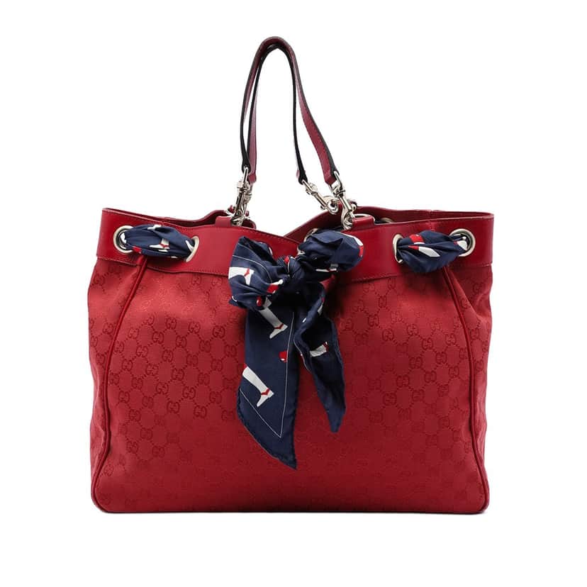 Gucci Large GG Canvas Positano Tote Red Very good condition - Front View