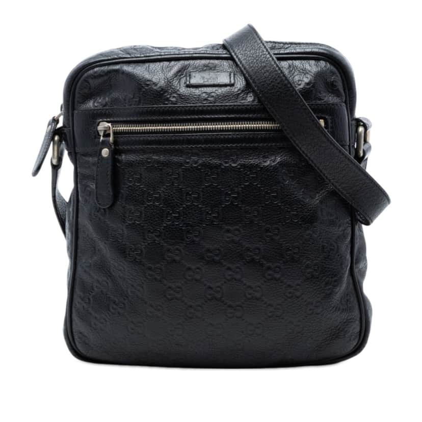 Gucci Guccissima Crossbody Black Leather Very good condition - Front View