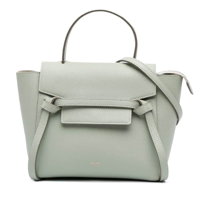 Celine Nano Grained Calfskin Belt Bag Green Leather Very good condition - Front View